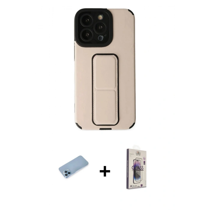 MARSİLYAN™- iPhone 13 Pro Max Kılıf Çekirdek Yansıma - Siyah Bilvis 3D Cam Ekran Koruyucu + Shine Kamera Lens Koruma Cam - MI