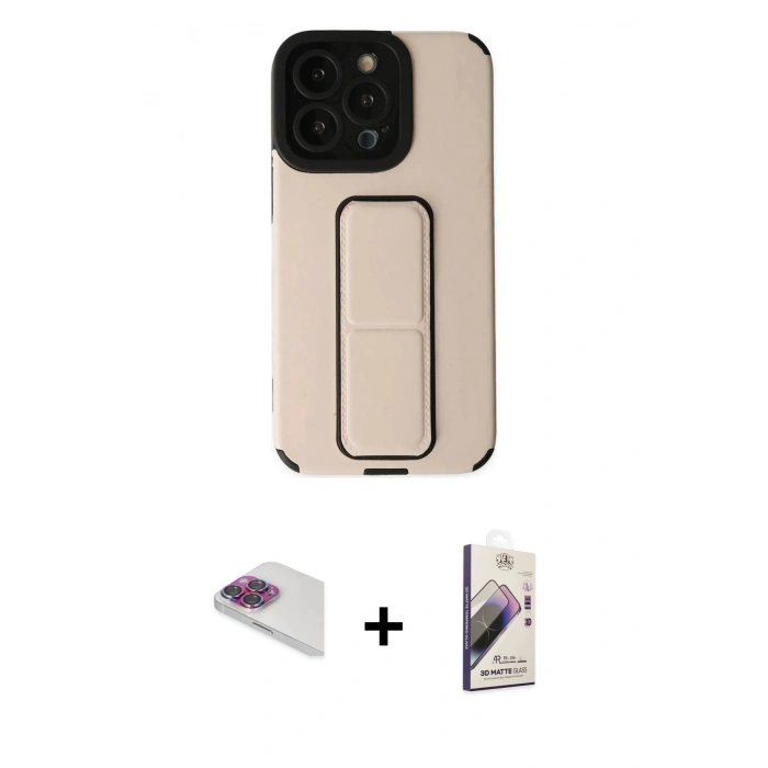 MARSİLYAN™- iPhone 13 Pro Max Kılıf Çekirdek Yansıma - Siyah Bilvis 3D Mat Cam Ekran Koruyucu + Pers Alüminyum Kamera Lens - GI
