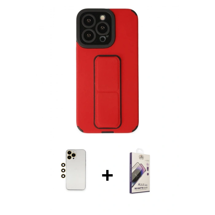 MARSİLYAN™- iPhone 13 Pro Max Kılıf Çekirdek Yansıma - Siyah Bilvis 3D Mat Cam Ekran Koruyucu + Shine Kamera Lens - GD