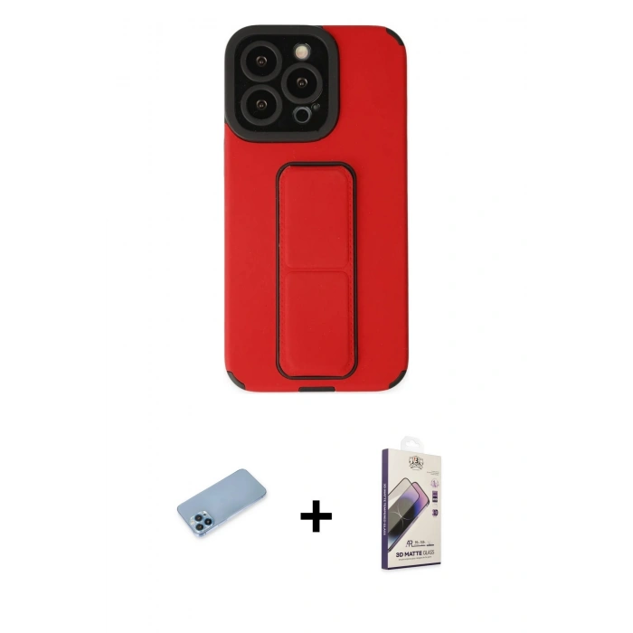 MARSİLYAN™- iPhone 13 Pro Max Kılıf Çekirdek Yansıma - Siyah Bilvis 3D Mat Cam Ekran Koruyucu + Mavi Shine Kamera Lens Koruma Cam