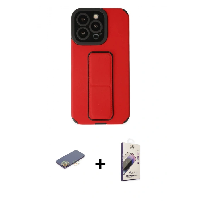 MARSİLYAN™- iPhone 13 Pro Max Kılıf Çekirdek Yansıma - Siyah Bilvis 3D Mat Cam Ekran Koruyucu + Renkli Kamera Lens Koruma Cam - SI