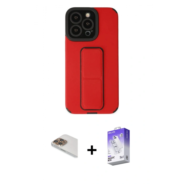 MARSİLYAN™- iPhone 13 Pro Max Kılıf Çekirdek Yansıma - Siyah Bilvis 5in1 3D Magic Cam Ekran Koruyucu + Pers Alüminyum Kamera Lens - GD