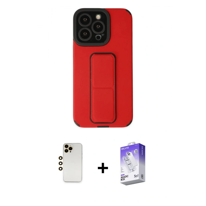 MARSİLYAN™- iPhone 13 Pro Max Kılıf Çekirdek Yansıma - Siyah Bilvis 5in1 3D Magic Cam Ekran Koruyucu + Shine Kamera Lens - GD