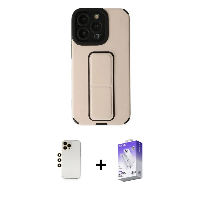 MARSİLYAN™- iPhone 13 Pro Max Kılıf Çekirdek Yansıma - Siyah Bilvis 5in1 3D Magic Cam Ekran Koruyucu + Shine Kamera Lens - GD