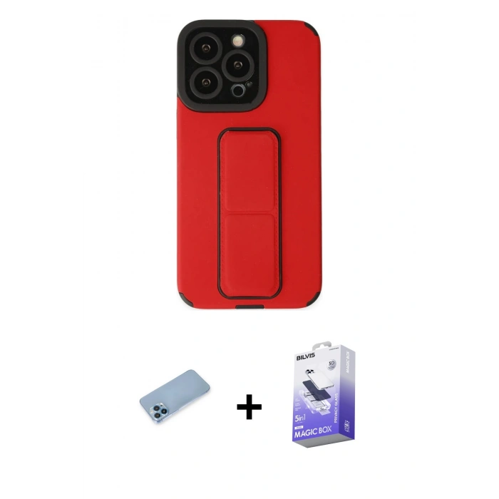 MARSİLYAN™- iPhone 13 Pro Max Kılıf Çekirdek Yansıma - Siyah Bilvis 5in1 5D Magic Hayalet Cam Ekran Koruyucu + Shine Kamera Lens Koruma Cam - MI