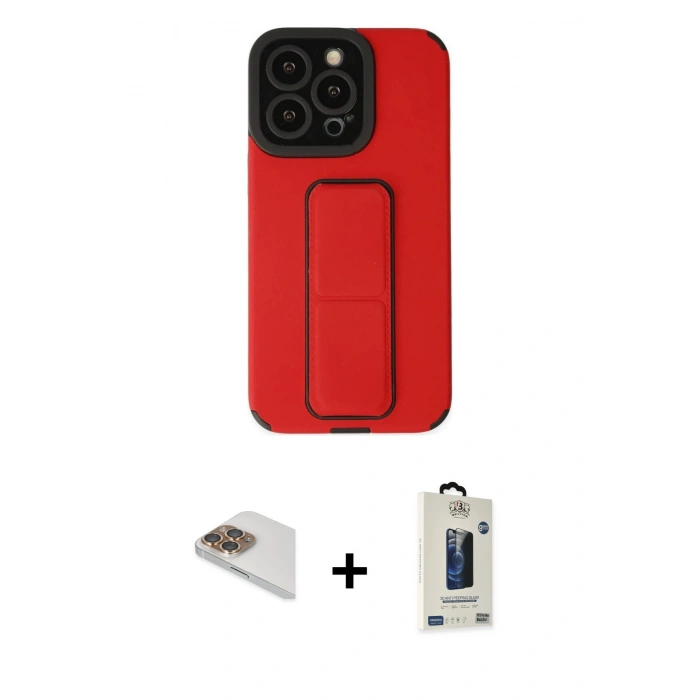 MARSİLYAN™- iPhone 13 Pro Max Kılıf Çekirdek Yansıma - Siyah Bilvis Hayalet Cam Ekran Koruyucu + Pers Alüminyum Kamera Lens - GD