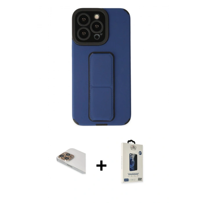 MARSİLYAN™- iPhone 13 Pro Max Kılıf Çekirdek Yansıma - Siyah Bilvis Hayalet Cam Ekran Koruyucu + Pers Alüminyum Kamera Lens - GD