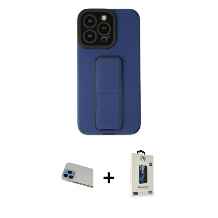 MARSİLYAN™- iPhone 13 Pro Max Kılıf Çekirdek Yansıma - Siyah Bilvis Hayalet Cam Ekran Koruyucu + Rainbow Kamera Lens Koruma Cam - MI