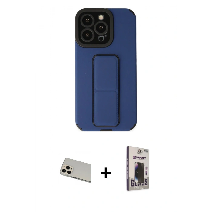 MARSİLYAN™- iPhone 13 Pro Max Kılıf Çekirdek Yansıma - Siyah Bilvis Hayalet Cam Ekran Koruyucu + Rainbow Kamera Lens Koruma Cam - REGD