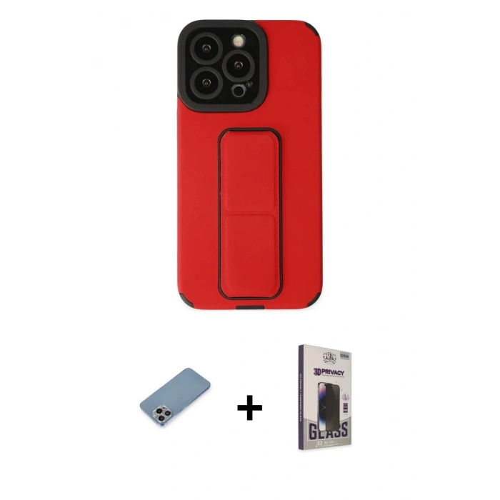 MARSİLYAN™- iPhone 13 Pro Max Kılıf Çekirdek Yansıma - Siyah Bilvis Hayalet Cam Ekran Koruyucu + Shine Kamera Lens Koruma Cam - GI
