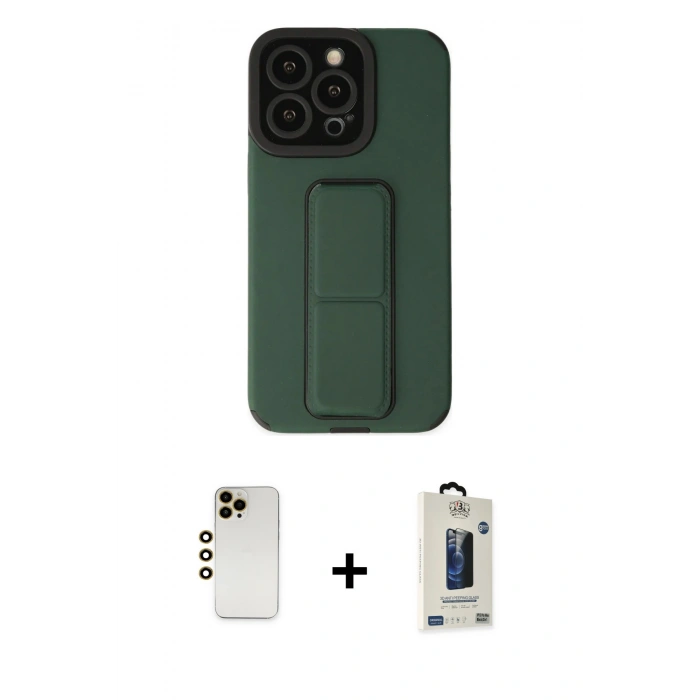 MARSİLYAN™- iPhone 13 Pro Max Kılıf Çekirdek Yansıma - Siyah Bilvis Hayalet Cam Ekran Koruyucu + Shine Kamera Lens - GD