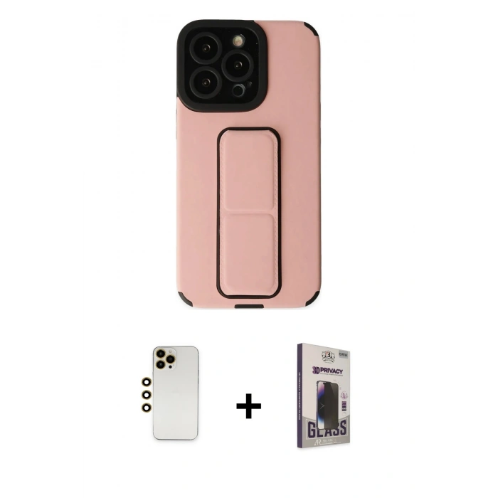 MARSİLYAN™- iPhone 13 Pro Max Kılıf Çekirdek Yansıma - Siyah Bilvis Hayalet Cam Ekran Koruyucu + Shine Kamera Lens - GD