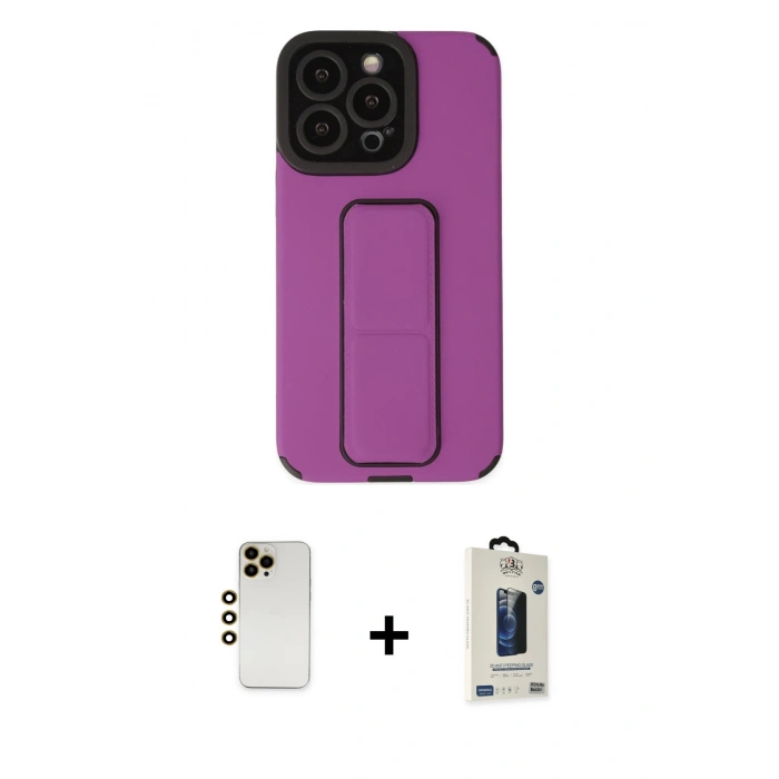 MARSİLYAN™- iPhone 13 Pro Max Kılıf Çekirdek Yansıma - Siyah Bilvis Hayalet Cam Ekran Koruyucu + Shine Kamera Lens - GD