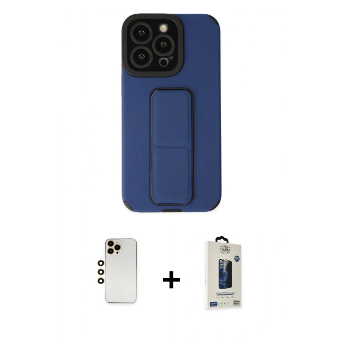 MARSİLYAN™- iPhone 13 Pro Max Kılıf Çekirdek Yansıma - Siyah Bilvis Hayalet Cam Ekran Koruyucu + Shine Kamera Lens - GD