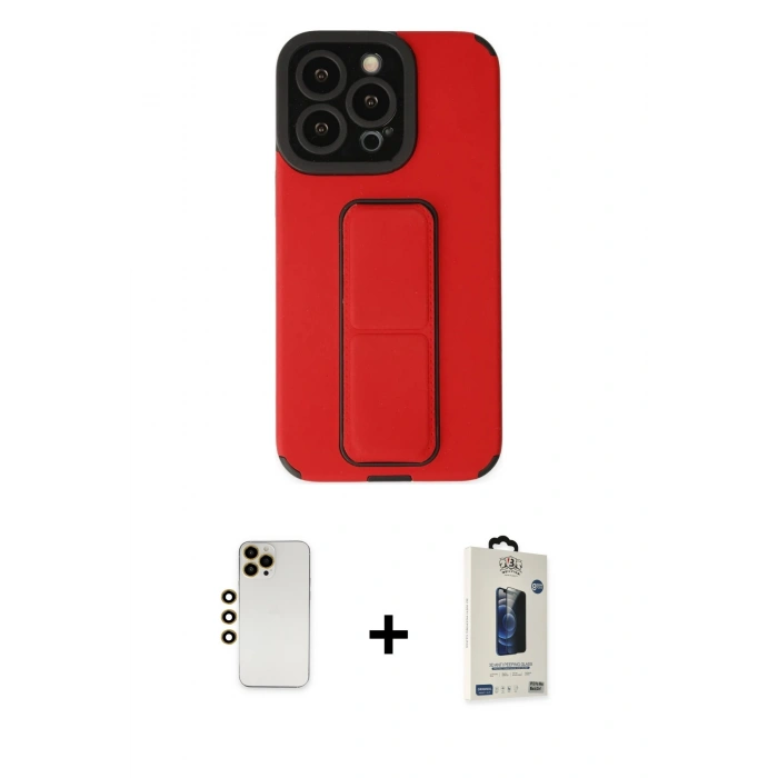 MARSİLYAN™- iPhone 13 Pro Max Kılıf Çekirdek Yansıma - Siyah Bilvis Hayalet Cam Ekran Koruyucu + Shine Kamera Lens - GD