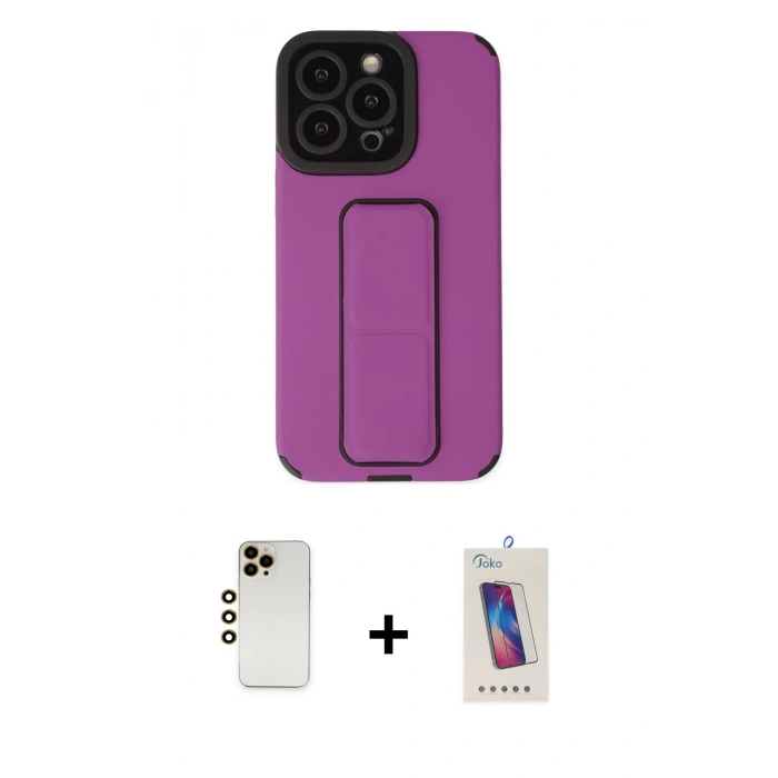 MARSİLYAN™- iPhone 13 Pro Max Kılıf Çekirdek Yansıma - Siyah Joko 5D Cam + Shine Kamera Lens - GD