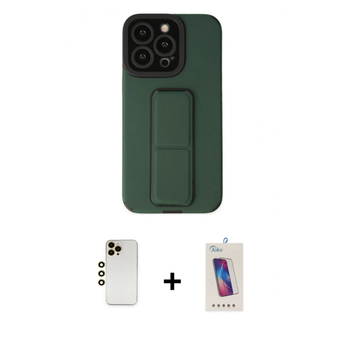 MARSİLYAN™- iPhone 13 Pro Max Kılıf Çekirdek Yansıma - Siyah Joko 5D Cam + Shine Kamera Lens - GD