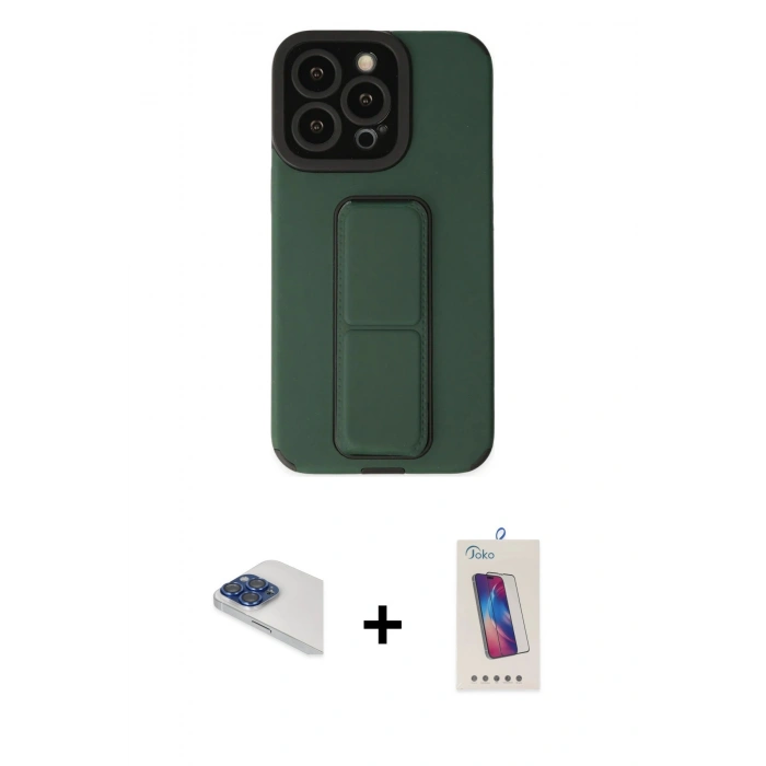MARSİLYAN™- iPhone 13 Pro Max Kılıf Çekirdek Yansıma - Siyah Joko 5D Cam + Pers Alüminyum Kamera Lens - LT