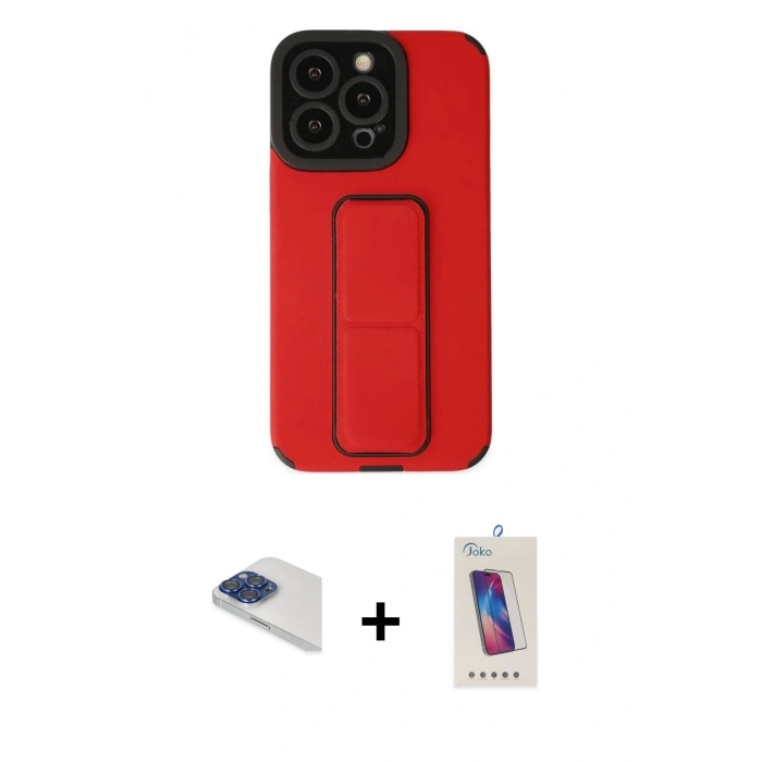 MARSİLYAN™- iPhone 13 Pro Max Kılıf Çekirdek Yansıma - Siyah Joko 5D Cam + Pers Alüminyum Kamera Lens - LT