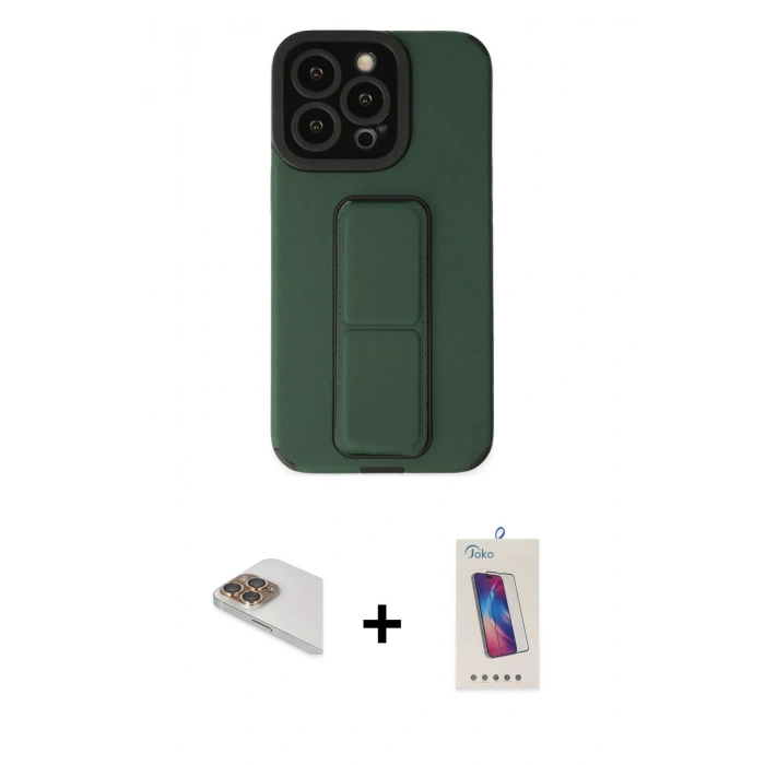 MARSİLYAN™- iPhone 13 Pro Max Kılıf Çekirdek Yansıma - Siyah Joko 5D Cam + Pers Alüminyum Kamera Lens - GD