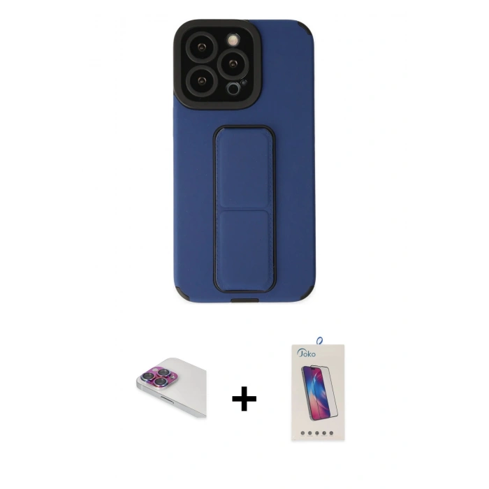 MARSİLYAN™- iPhone 13 Pro Max Kılıf Çekirdek Yansıma - Siyah Joko 5D Cam + Pers Alüminyum Kamera Lens - GI