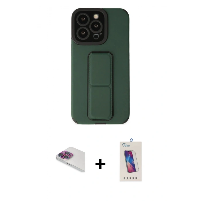 MARSİLYAN™- iPhone 13 Pro Max Kılıf Çekirdek Yansıma - Siyah Joko 5D Cam + Pers Alüminyum Kamera Lens - GI