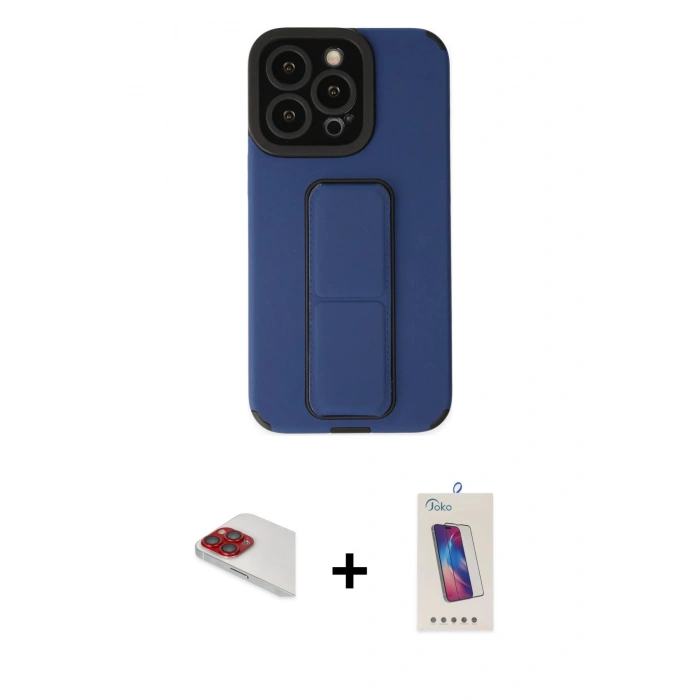 MARSİLYAN™- iPhone 13 Pro Max Kılıf Çekirdek Yansıma - Siyah Joko 5D Cam + Pers Alüminyum Kamera Lens - KI