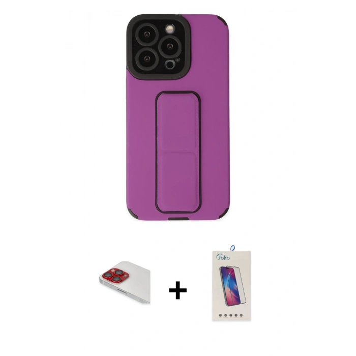 MARSİLYAN™- iPhone 13 Pro Max Kılıf Çekirdek Yansıma - Siyah Joko 5D Cam + Pers Alüminyum Kamera Lens - KI