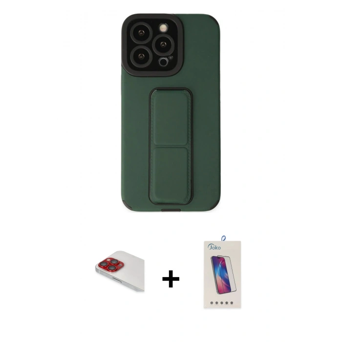 MARSİLYAN™- iPhone 13 Pro Max Kılıf Çekirdek Yansıma - Siyah Joko 5D Cam + Pers Alüminyum Kamera Lens - KI