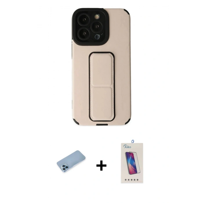 MARSİLYAN™- iPhone 13 Pro Max Kılıf Çekirdek Yansıma - Siyah Joko 5D Cam + Shine Kamera Lens Koruma Cam - MI