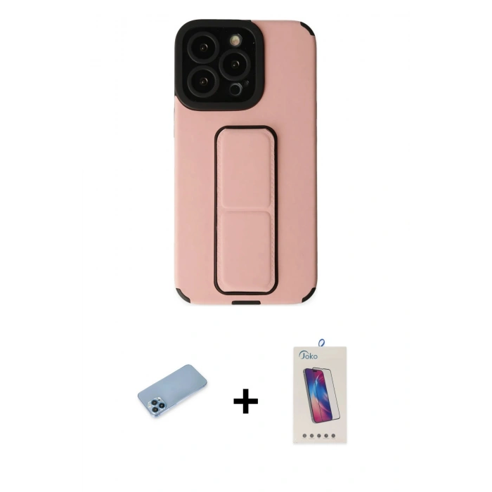 MARSİLYAN™- iPhone 13 Pro Max Kılıf Çekirdek Yansıma - Siyah Joko 5D Cam + Shine Kamera Lens Koruma Cam - MI