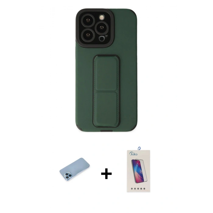 MARSİLYAN™- iPhone 13 Pro Max Kılıf Çekirdek Yansıma - Siyah Joko 5D Cam + Shine Kamera Lens Koruma Cam - MI