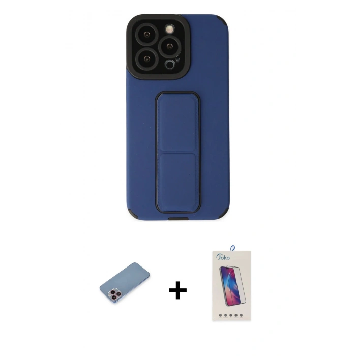 MARSİLYAN™- iPhone 13 Pro Max Kılıf Çekirdek Yansıma - Siyah Joko 5D Cam + Shine Kamera Lens Koruma Cam - PE