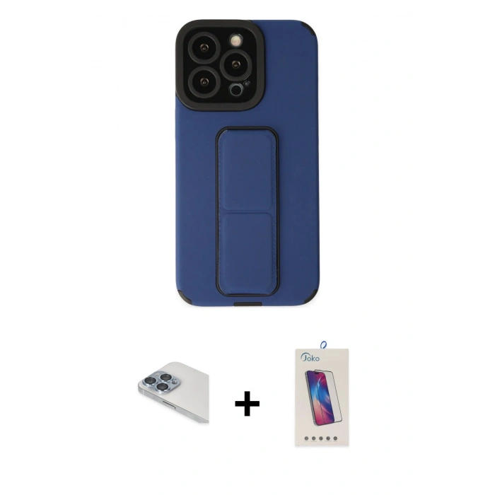 MARSİLYAN™- iPhone 13 Pro Max Kılıf Çekirdek Yansıma - Siyah Joko 5D Cam + Pers Alüminyum Kamera Lens - SABE