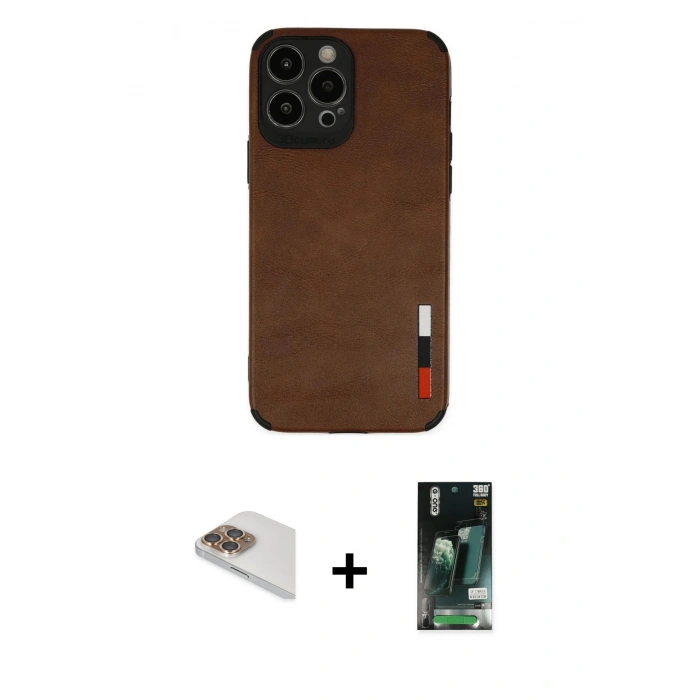 MARSİLYAN™- iPhone 13 Pro Max Kılıf Doruk Asil Koleksiyonu - Şeffaf 360 Full Body Arka Koruyucu + Pers Alüminyum Kamera Lens - GD