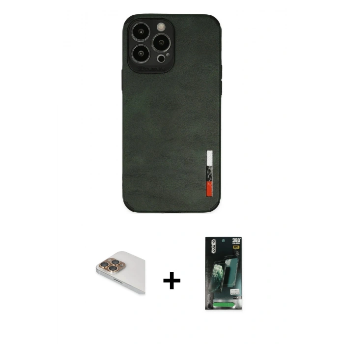 MARSİLYAN™- iPhone 13 Pro Max Kılıf Doruk Asil Koleksiyonu - Şeffaf 360 Full Body Arka Koruyucu + Pers Alüminyum Kamera Lens - GD