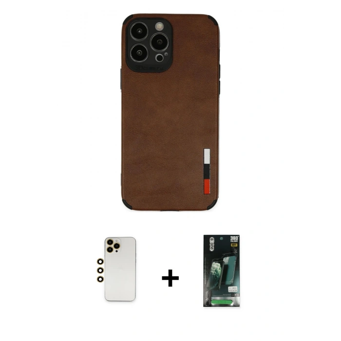 MARSİLYAN™- iPhone 13 Pro Max Kılıf Doruk Asil Koleksiyonu - Şeffaf 360 Full Body Arka Koruyucu + Shine Kamera Lens - GD