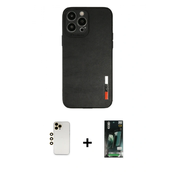 MARSİLYAN™- iPhone 13 Pro Max Kılıf Doruk Asil Koleksiyonu - Şeffaf 360 Full Body Arka Koruyucu + Shine Kamera Lens - GD
