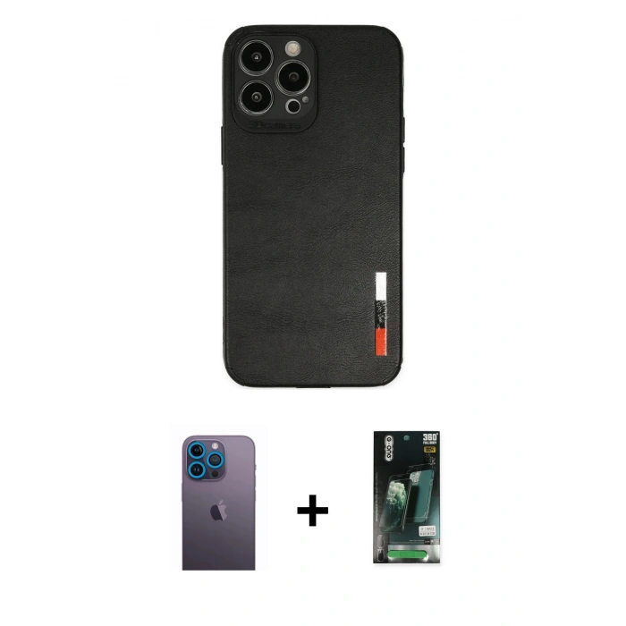 MARSİLYAN™- iPhone 13 Pro Max Kılıf Doruk Asil Koleksiyonu - Şeffaf 360 Full Body Arka Koruyucu + Neon Fosforlu Kamera Lens - MI