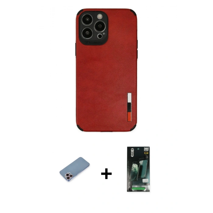 MARSİLYAN™- iPhone 13 Pro Max Kılıf Doruk Asil Koleksiyonu - Şeffaf 360 Full Body Arka Koruyucu + Shine Kamera Lens Koruma Cam - PE