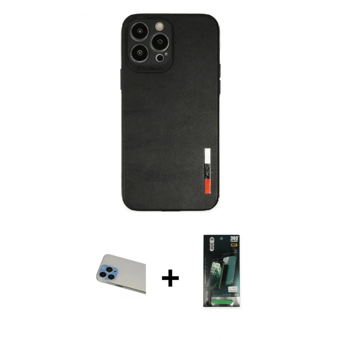 MARSİLYAN™- iPhone 13 Pro Max Kılıf Doruk Asil Koleksiyonu - Şeffaf 360 Full Body Arka Koruyucu + Rainbow Kamera Lens Koruma Cam - MI