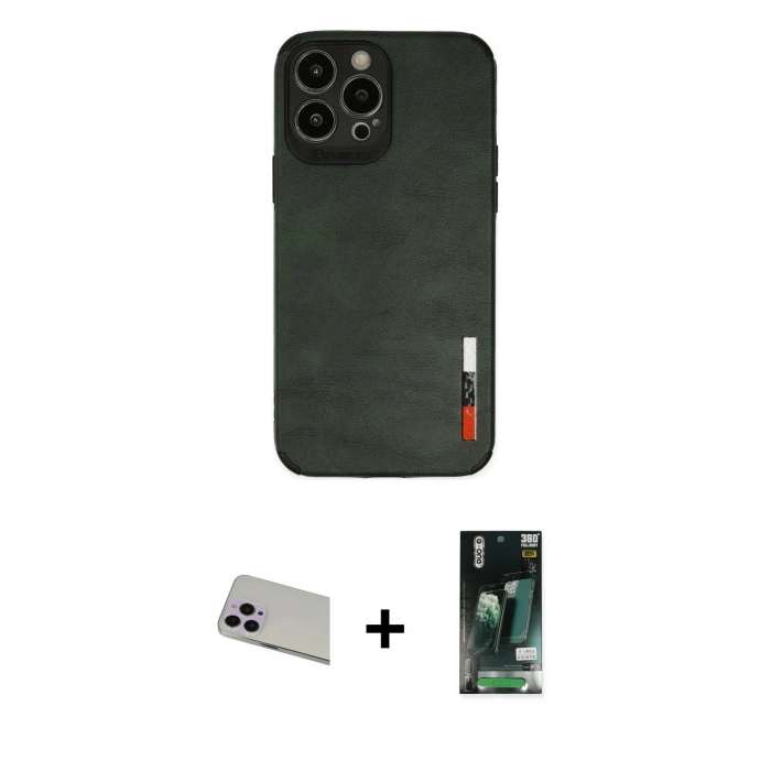 MARSİLYAN™- iPhone 13 Pro Max Kılıf Doruk Asil Koleksiyonu - Şeffaf 360 Full Body Arka Koruyucu + Rainbow Kamera Lens Koruma Cam - MR