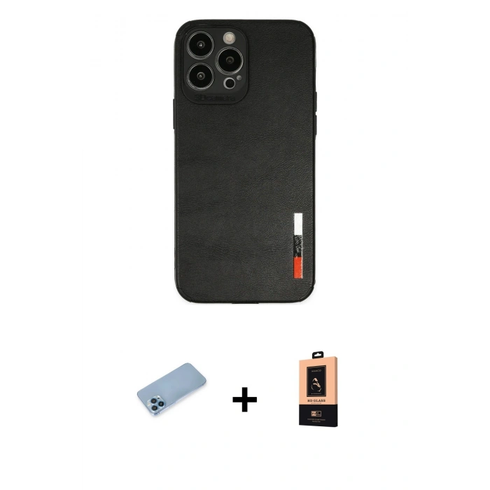 MARSİLYAN™- iPhone 13 Pro Max Kılıf Doruk Asil Koleksiyonu - Şeffaf Maxco Cam Ekran Koruyucu + Shine Kamera Lens Koruma Cam - MI