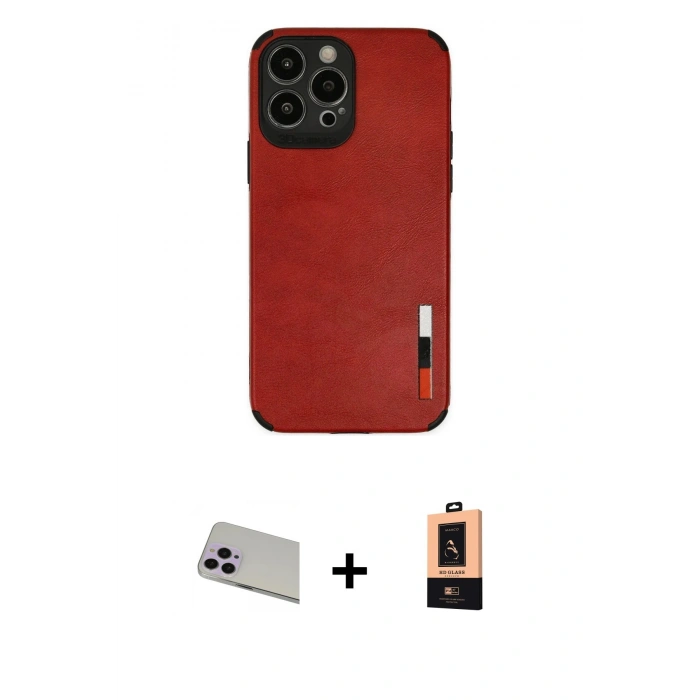 MARSİLYAN™- iPhone 13 Pro Max Kılıf Doruk Asil Koleksiyonu - Şeffaf Maxco Cam Ekran Koruyucu + Mor Rainbow Kamera Lens Koruma Cam