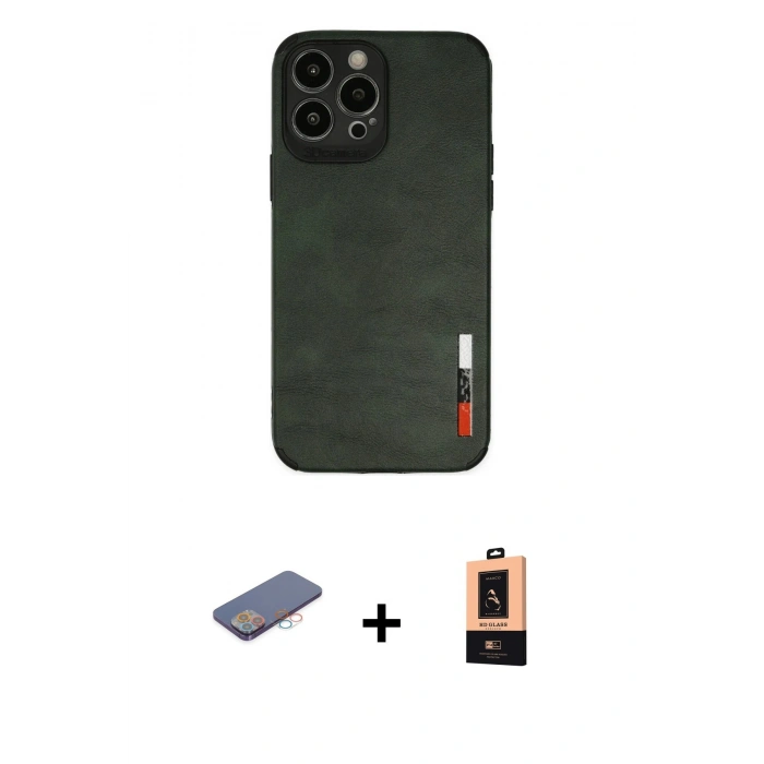 MARSİLYAN™- iPhone 13 Pro Max Kılıf Doruk Asil Koleksiyonu - Şeffaf Maxco Cam Ekran Koruyucu + Renkli Kamera Lens Koruma Cam - PE