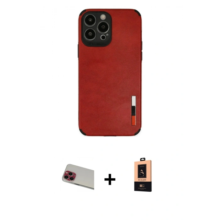MARSİLYAN™- iPhone 13 Pro Max Kılıf Doruk Asil Koleksiyonu - Şeffaf Maxco Cam Ekran Koruyucu + Rainbow Kamera Lens Koruma Cam - KI