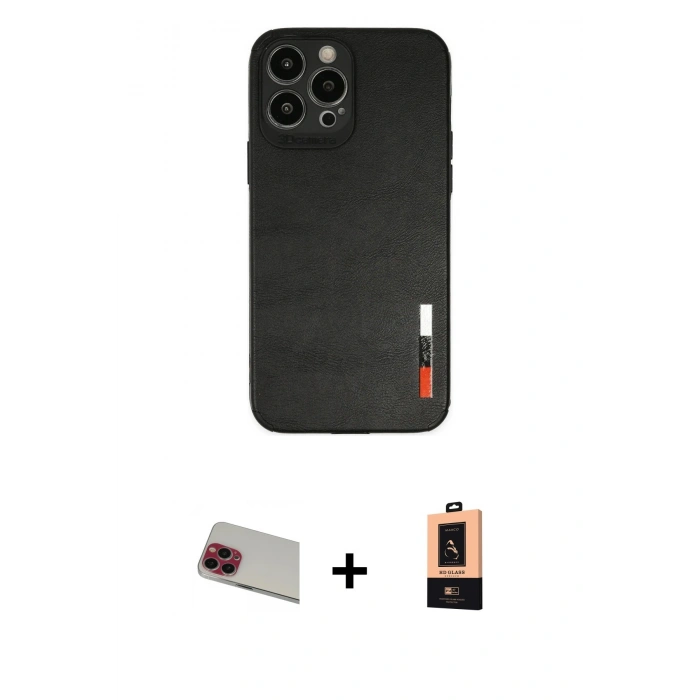 MARSİLYAN™- iPhone 13 Pro Max Kılıf Doruk Asil Koleksiyonu - Şeffaf Maxco Cam Ekran Koruyucu + Rainbow Kamera Lens Koruma Cam - KI