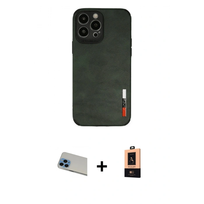 MARSİLYAN™- iPhone 13 Pro Max Kılıf Doruk Asil Koleksiyonu - Şeffaf Maxco Cam Ekran Koruyucu + Rainbow Kamera Lens Koruma Cam - MI