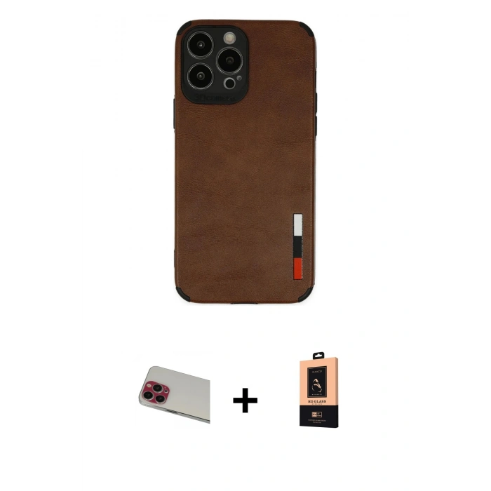 MARSİLYAN™- iPhone 13 Pro Max Kılıf Doruk Asil Koleksiyonu - Şeffaf Maxco Cam Ekran Koruyucu + Rainbow Kamera Lens Koruma Cam - KI