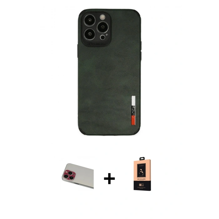 MARSİLYAN™- iPhone 13 Pro Max Kılıf Doruk Asil Koleksiyonu - Şeffaf Maxco Cam Ekran Koruyucu + Rainbow Kamera Lens Koruma Cam - KI